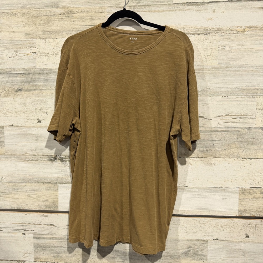 ROWM Slub Knit T-Shirt Mens Large Brown 100% Cotton Casual Basic EUC